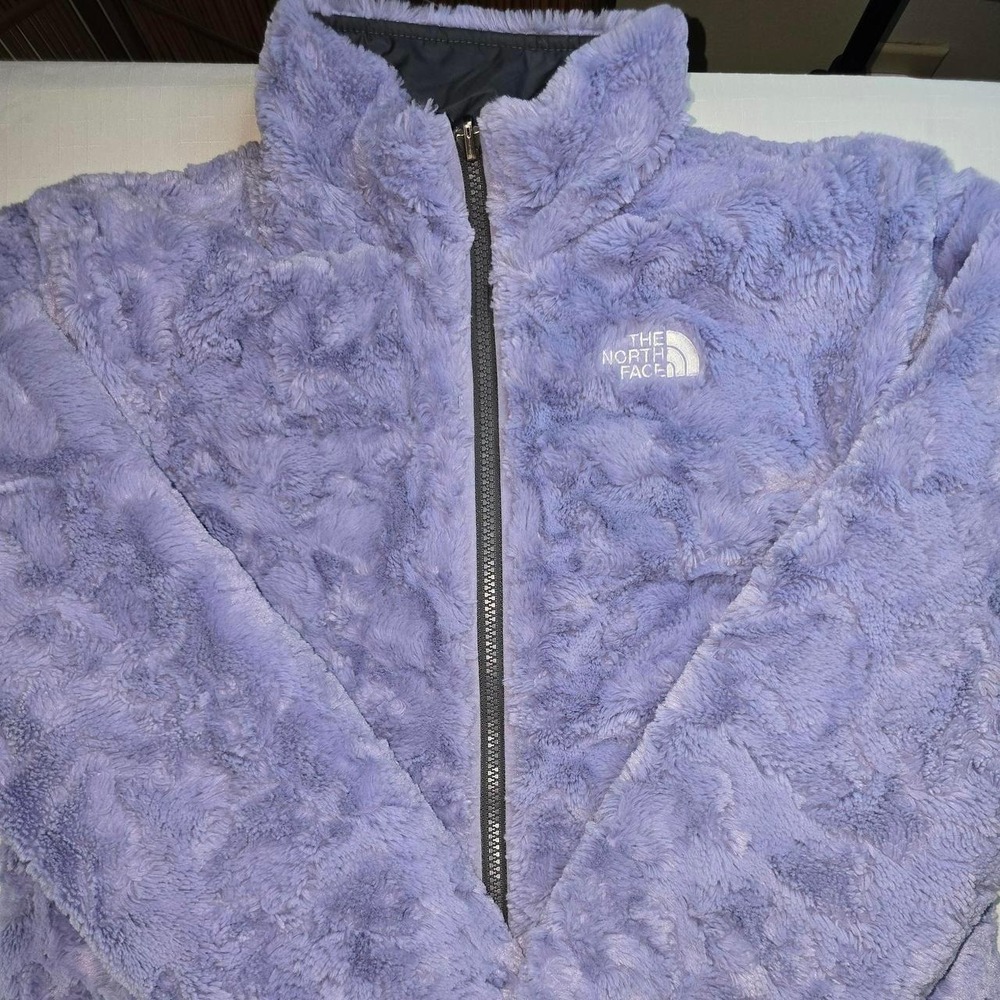 The North Face Girls Reversible Mossbud Swirl Jacket Purple Grey Large 14/16